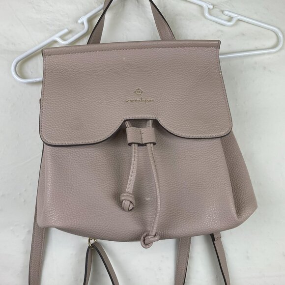 Nanette Lepore Womens Backpack Handbag Faux Pebbled Leather Bag Tan Biege - Picture 2 of 6
